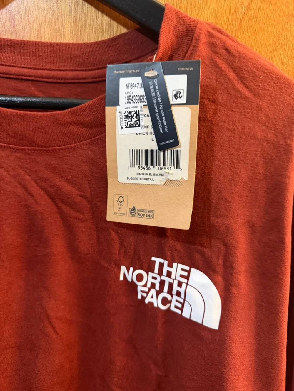 The North Face Men’s Long Sleeve Logo Tee - Rust - Picture 2 of 3